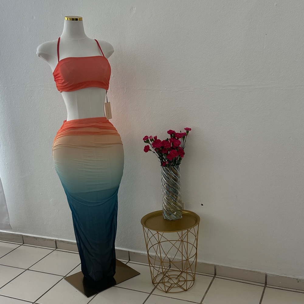 Ombre Halter Maxi Dress